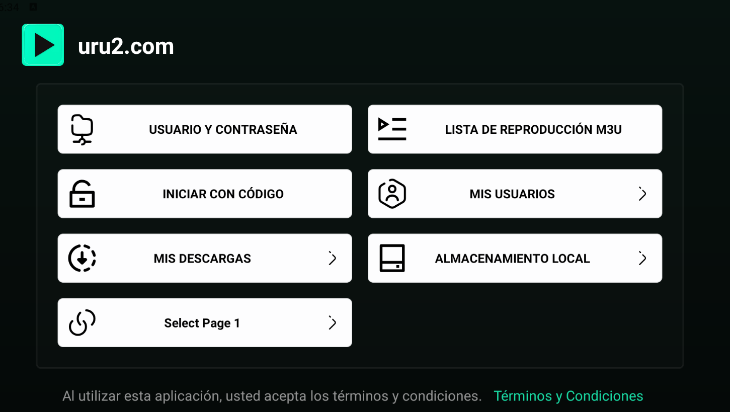 Pantalla de inicio de uru2 con opciones Usuario y contraseña e Iniciar con código